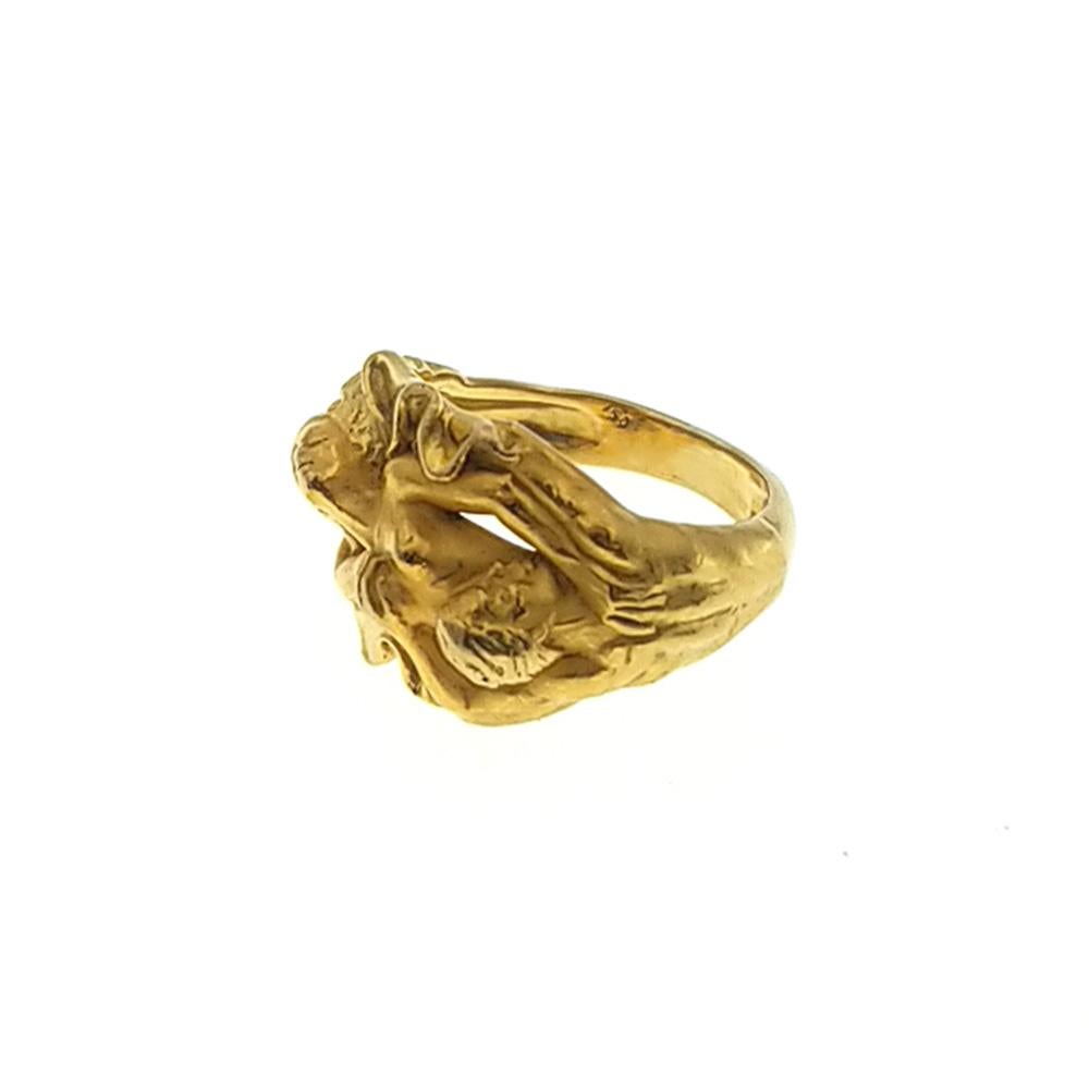 Women's or Men's Authentic Carrera y Carrera 18 Karat Yellow Gold Nude Adam and Eve Erotic Ring