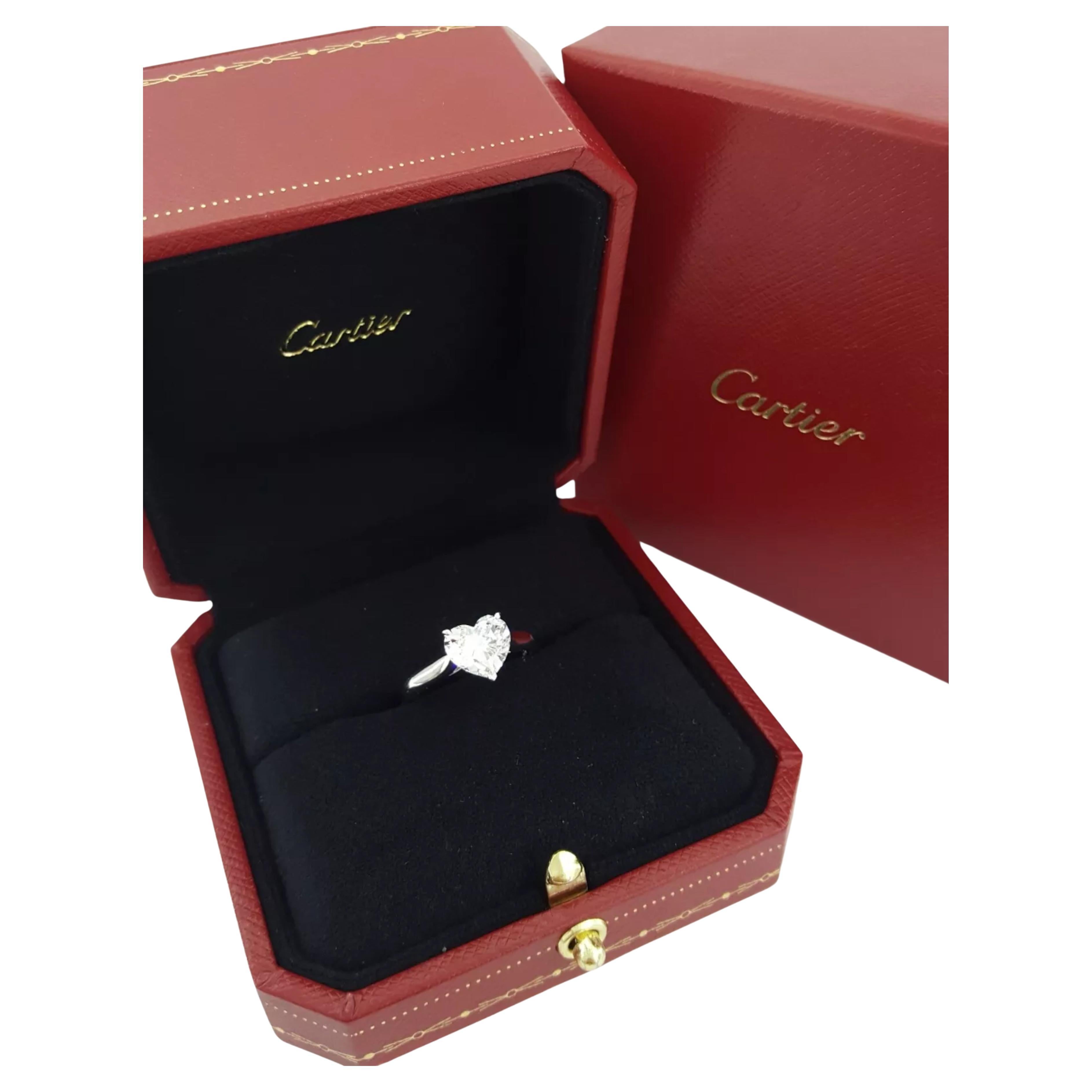 Authentic Cartier 1895 Solitaire Heart Brilliant Cut Diamond Engagement ...