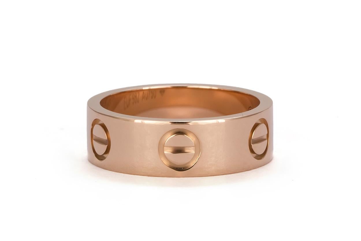 Contemporary Authentic Cartier 18 Karat Rose Gold Love Ring Serviced by Cartier