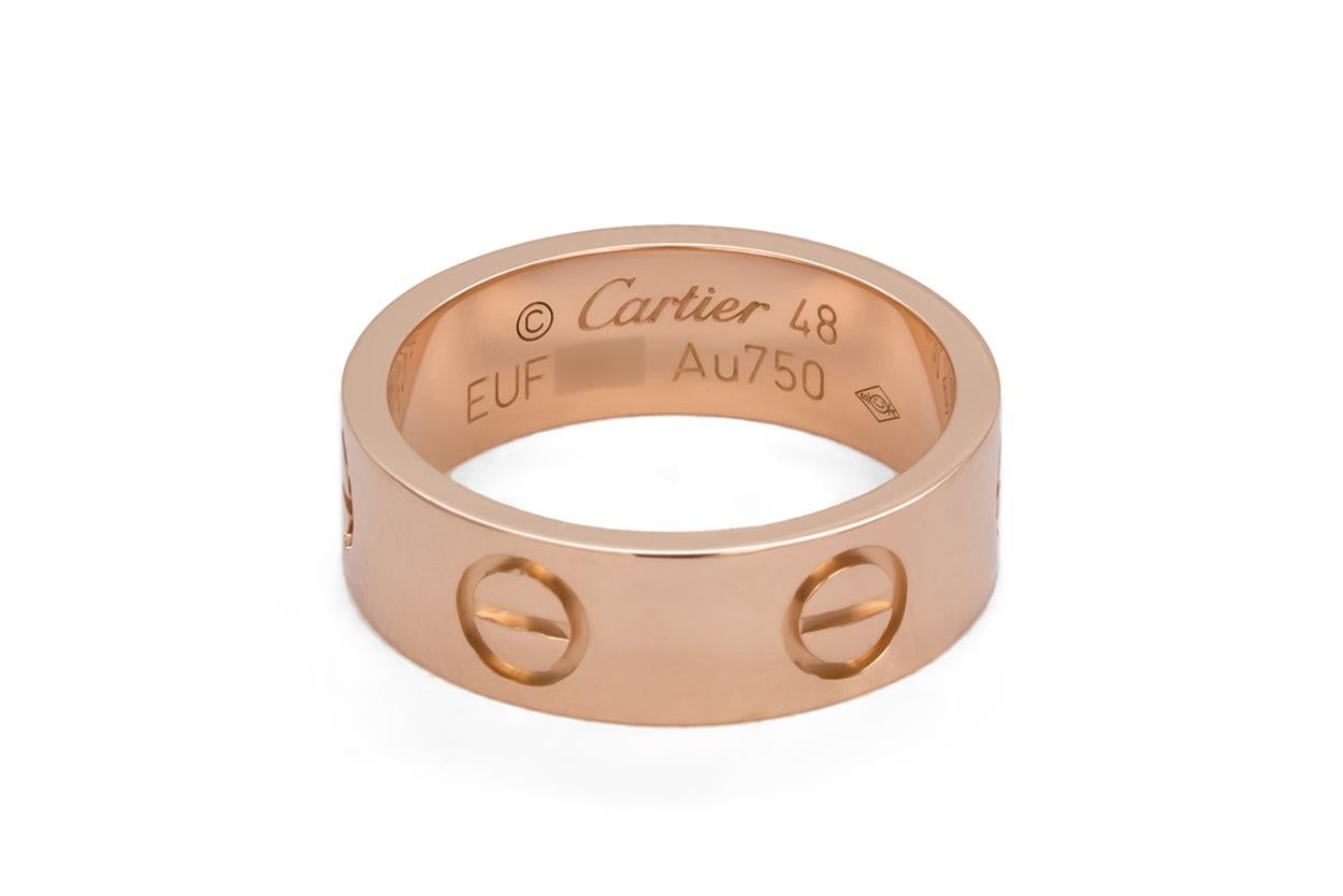 Women's Authentic Cartier 18 Karat Rose Gold Love Ring Serviced by Cartier