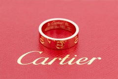 Authentic Cartier 18K Rose Gold Love Ring 5.5mm Size 52 WIth Box & Receipt