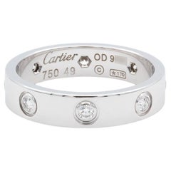 Authentic Cartier 18K White Gold 8 Diamond Love Ring Pouch & Service Papers 49