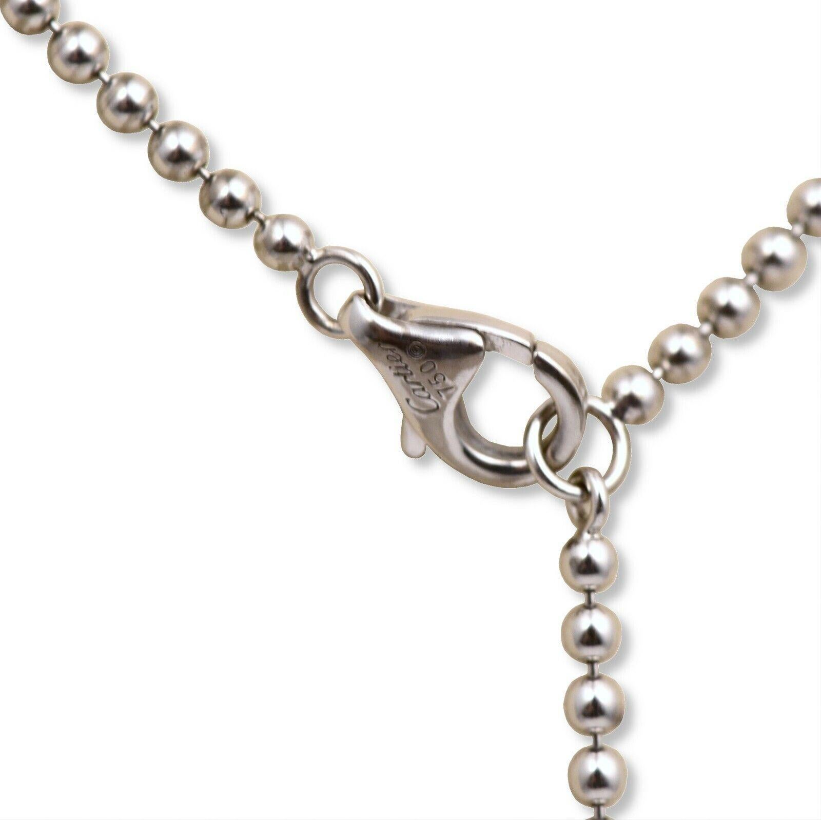 Authentic Cartier 18k White Gold Ball Chain Necklace In Good Condition For Sale In Miami, FL