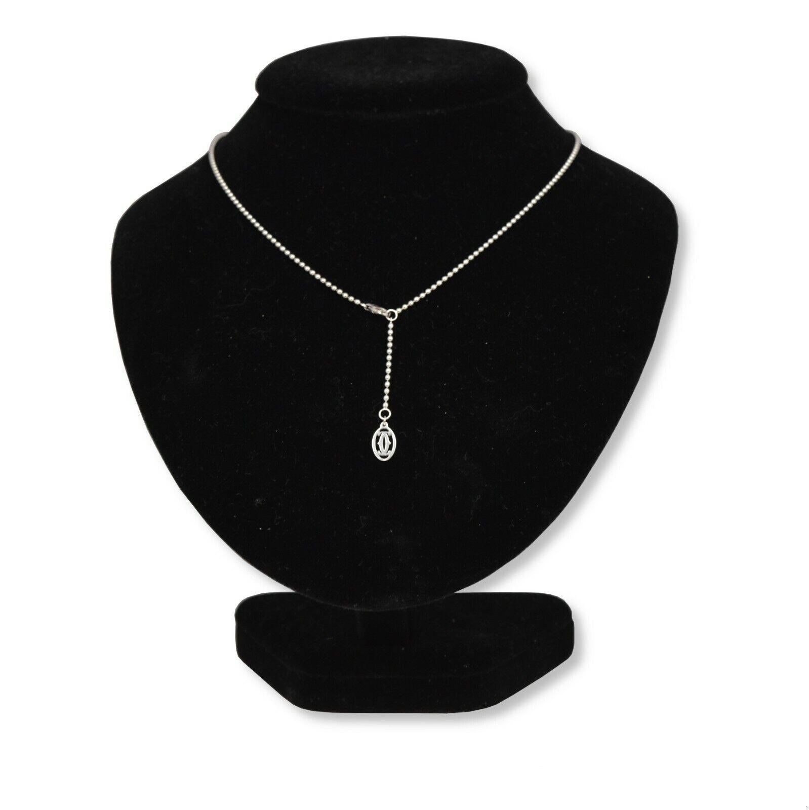 Women's or Men's Authentic Cartier 18k White Gold Ball Chain Necklace For Sale