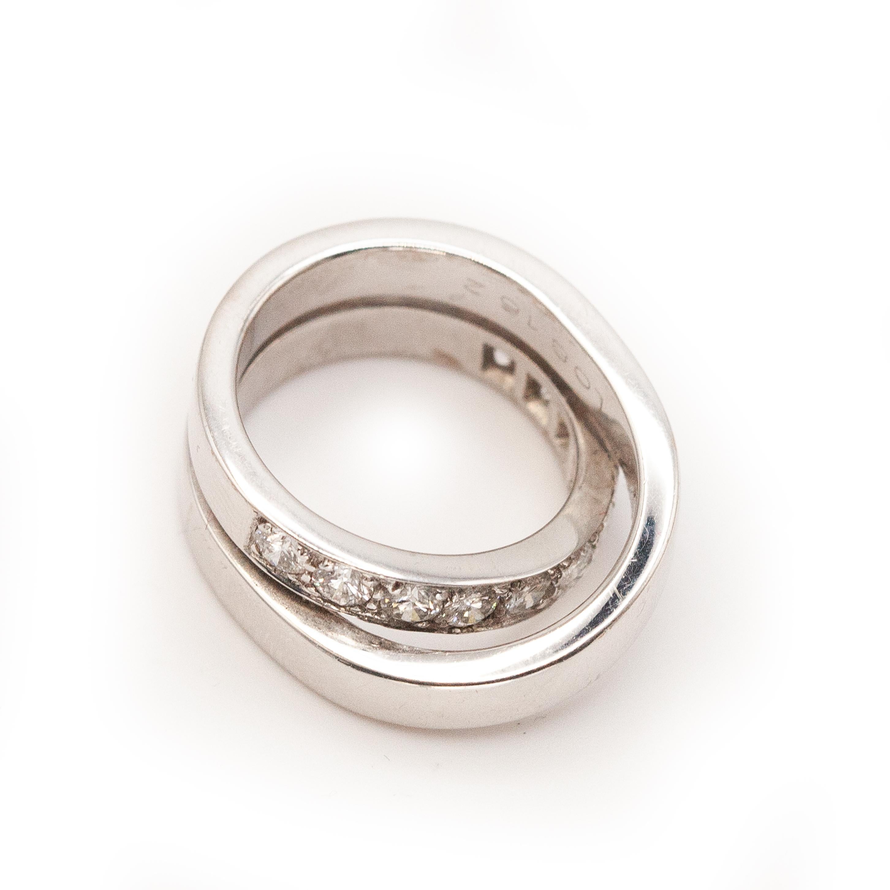 Autentico Cartier Anello Nouvelle Vogue con diamanti in oro bianco 18 carati in vendita 6