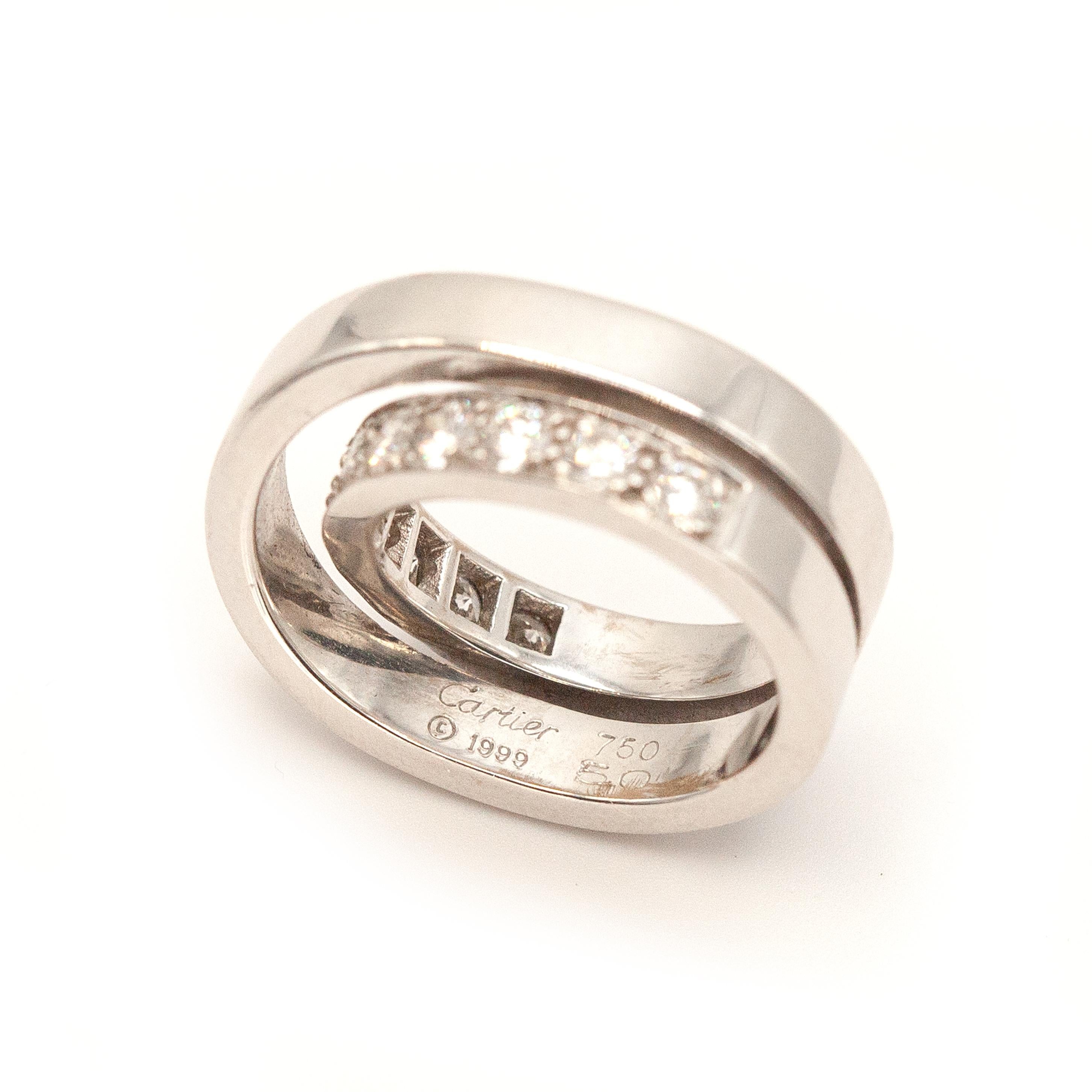 Autentico Cartier Anello Nouvelle Vogue con diamanti in oro bianco 18 carati in vendita 2