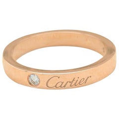 Authentic Cartier C De Cartier Diamond Wedding Band Ring Pink Gold