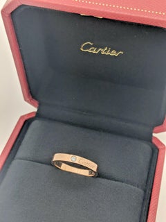 Authentic Cartier C De Cartier Diamond Wedding Band Ring Pink Gold