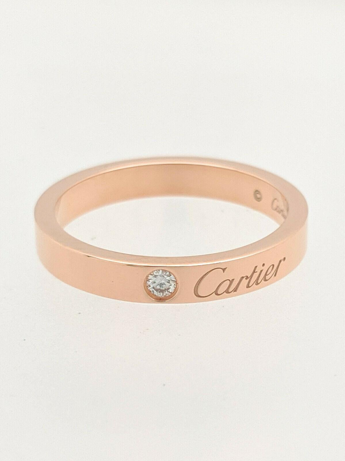Contemporary Authentic Cartier C De Cartier Diamond Wedding Band Ring Pink Gold For Sale