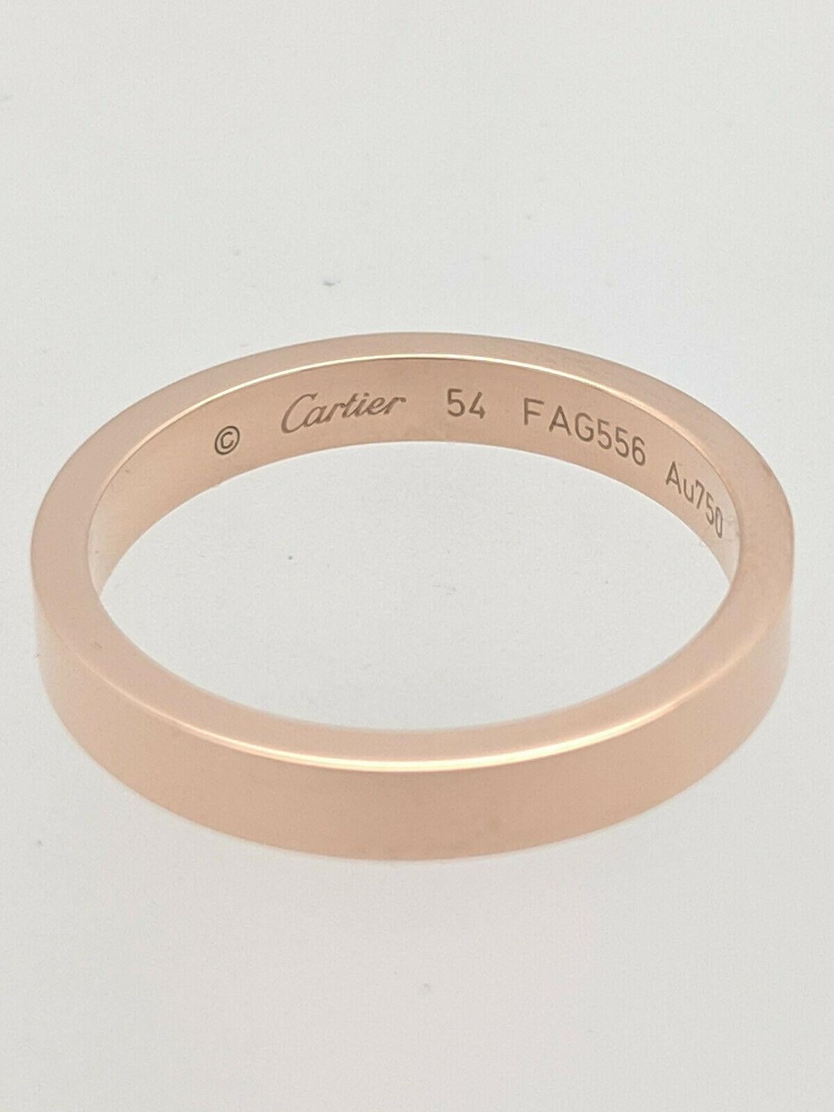 Women's or Men's Authentic Cartier C De Cartier Diamond Wedding Band Ring Pink Gold For Sale