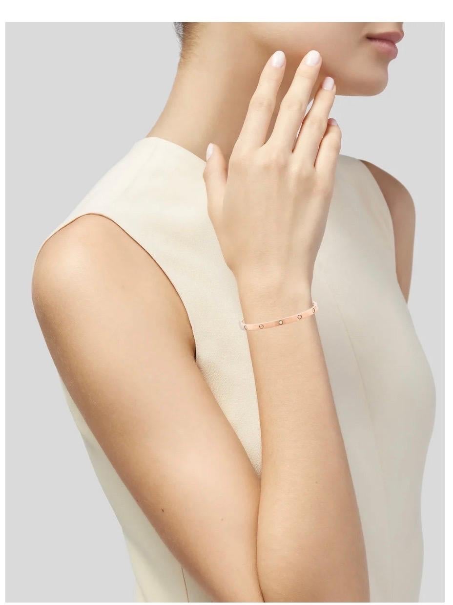 Women's Authentic Cartier Love 6 Diamonds 18 Kt Rose Gold , Size 15 , Box + Certificate For Sale