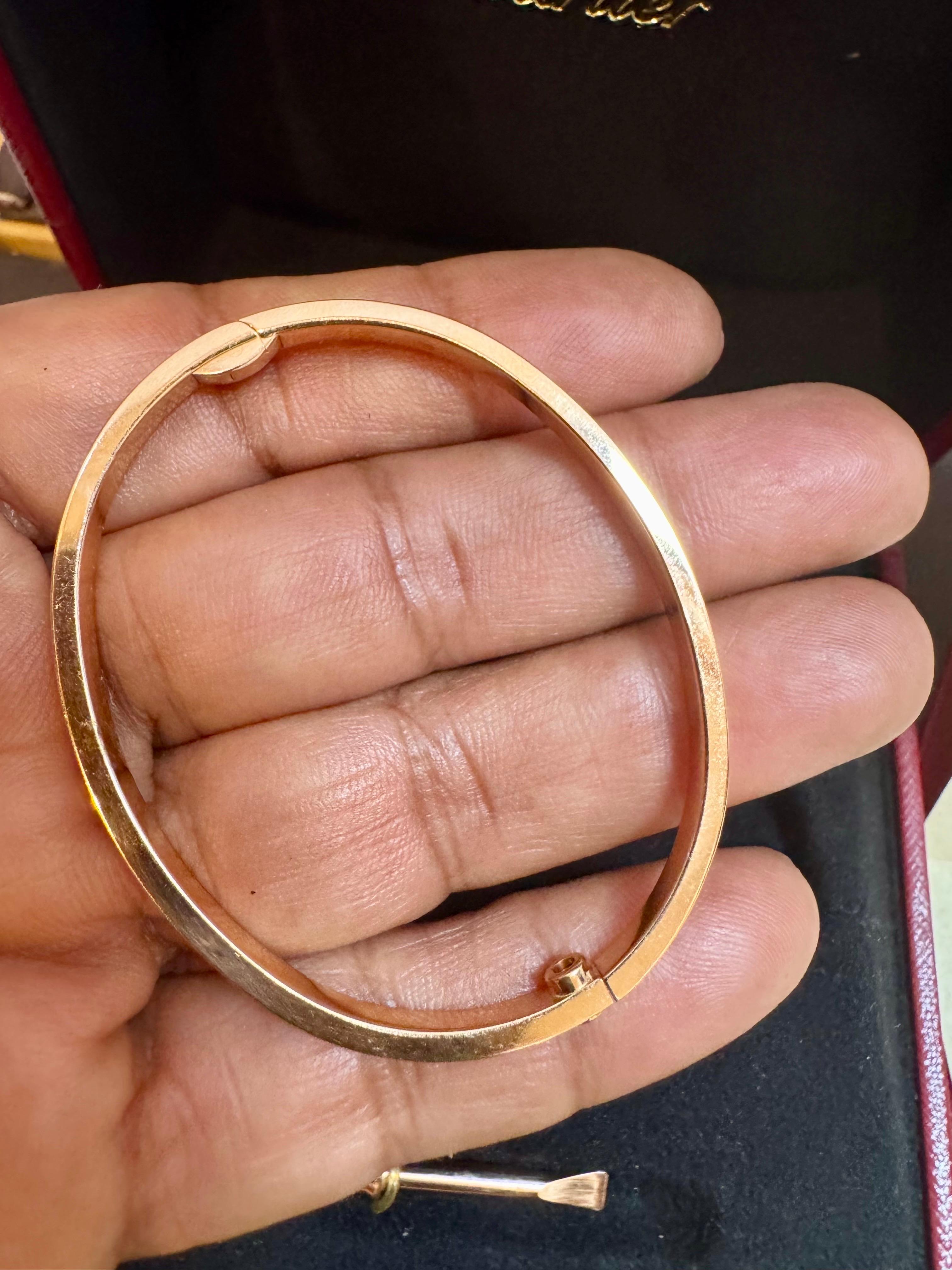 Authentic Cartier Love 6 Diamonds 18 Kt Rose Gold , Size 15 , Box + Certificate For Sale 3