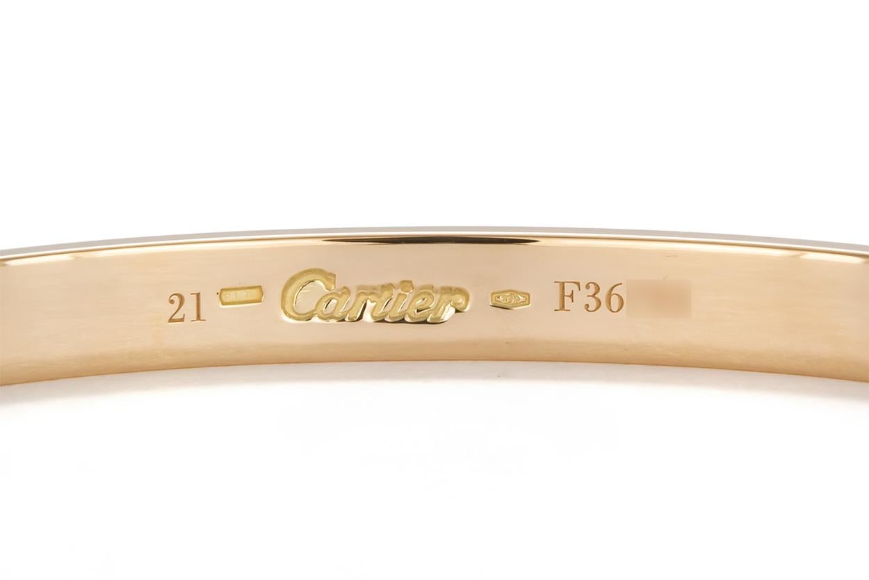 Authentic Cartier Love Bangle Bracelet 18 Karat Yellow Gold Box and Papers 1