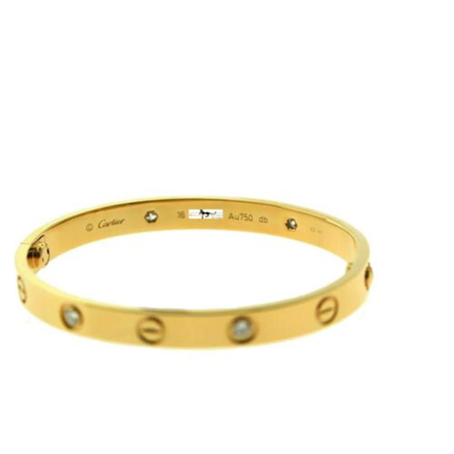 Authentic Cartier Love Bracelet 4 Diamond in 18 Karat Rose Gold 'C-378' In Good Condition In Miami, FL