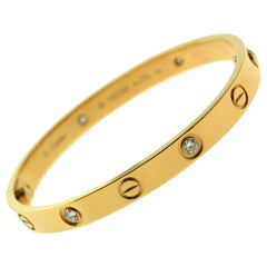 Authentic Cartier Love Bracelet 4 Diamond in 18 Karat Rose Gold 'C-378'