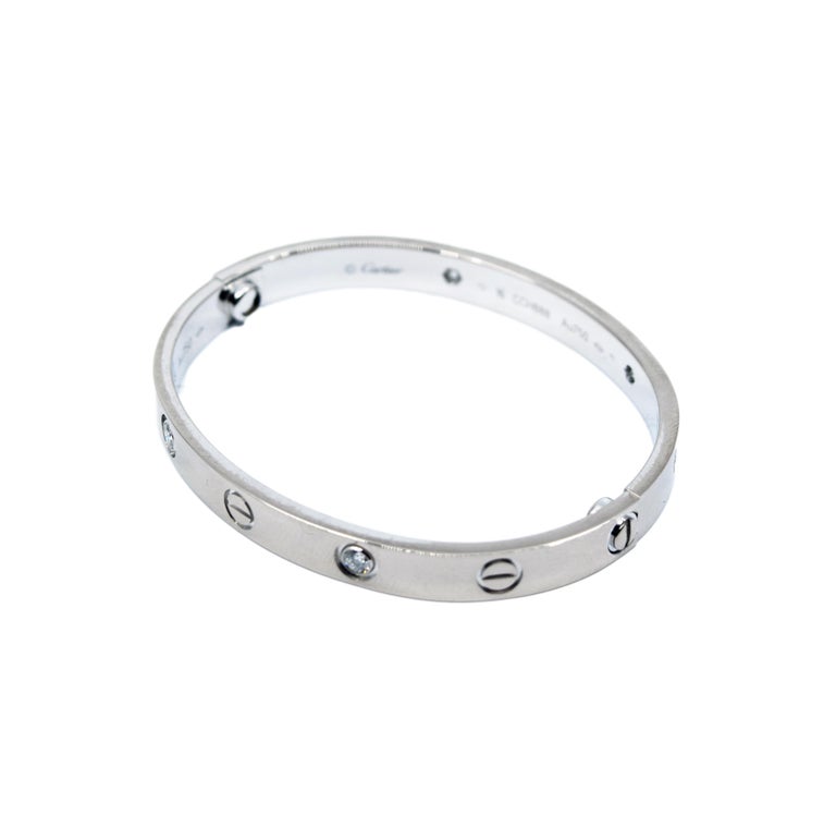 Cartier Love Bracelet 4 Diamonds In 18 Karat White Gold C 301 For Sale At 1stdibs