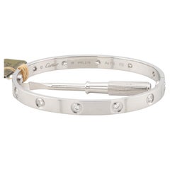 Authentisches Cartier Love-Armband aus 18 Karat Weißgold mit Volldiamant und Schraubenzieher