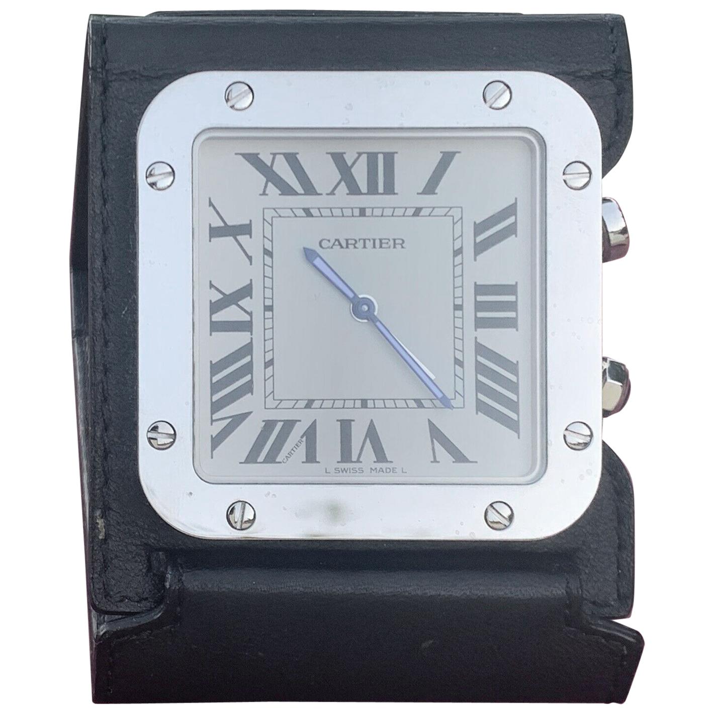 Authentic Cartier Santos Travel Alarm Table Clock