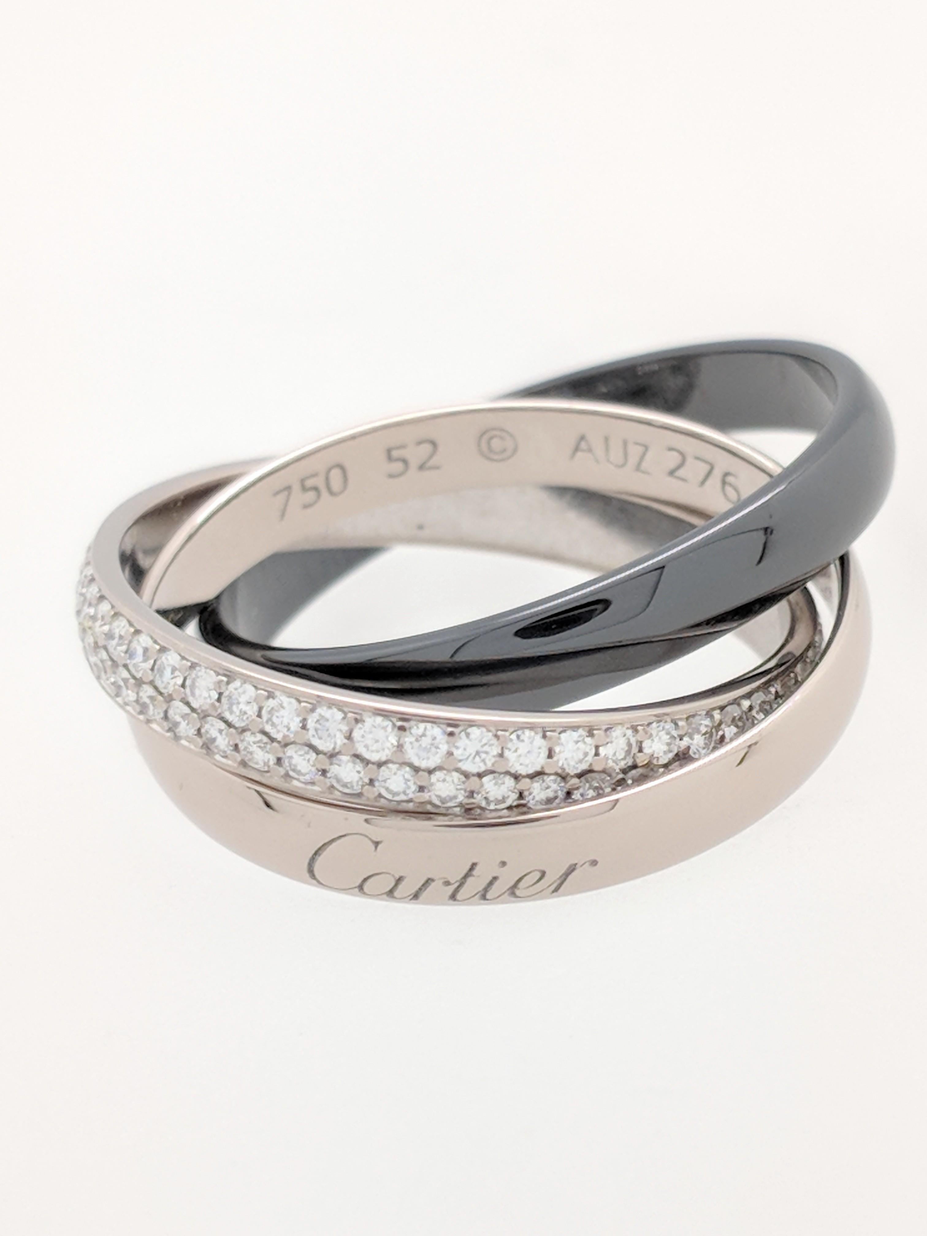 Women's Authentic Cartier Trinity De Cartier Diamond, White Gold and Ceramic