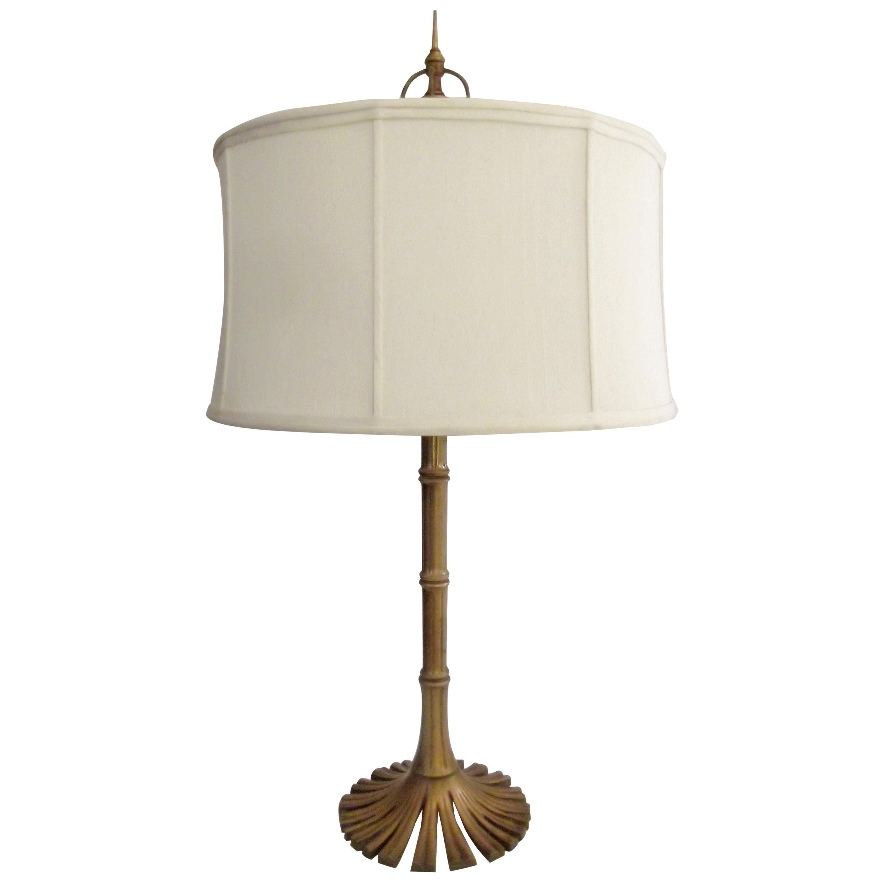 Authentic Cast Brass Bamboo Shape Chapman Table Lamp For Sale