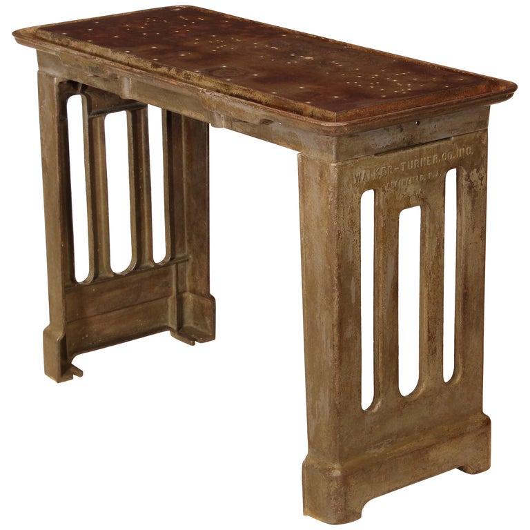 Authentic Cast Iron Industrial Work Display Table Art Deco Desk