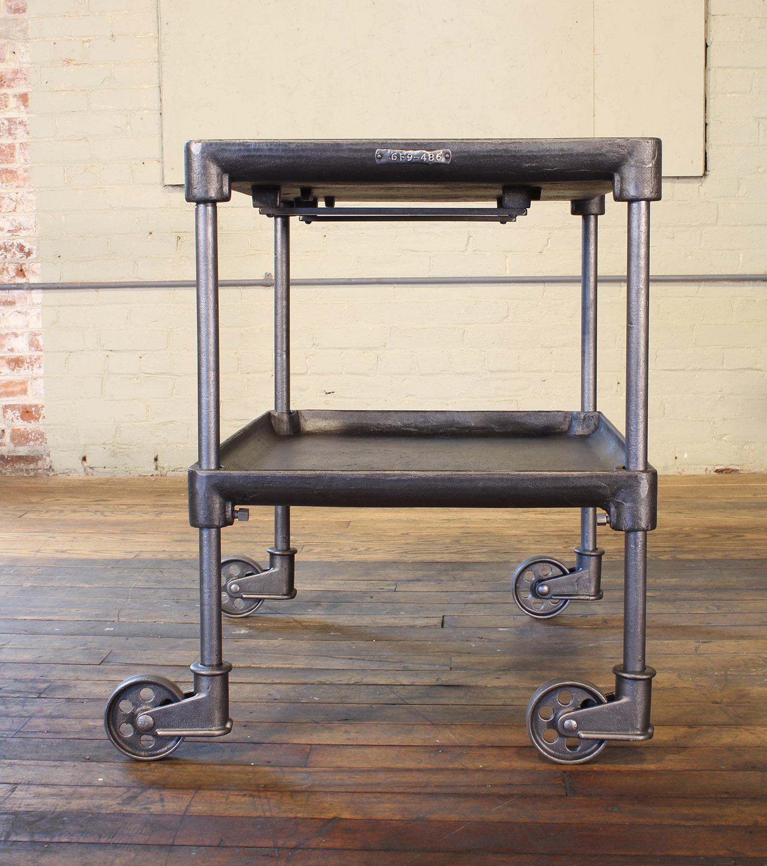 Authentic Cast Iron Tool Cart / Bar Table on Castors 6