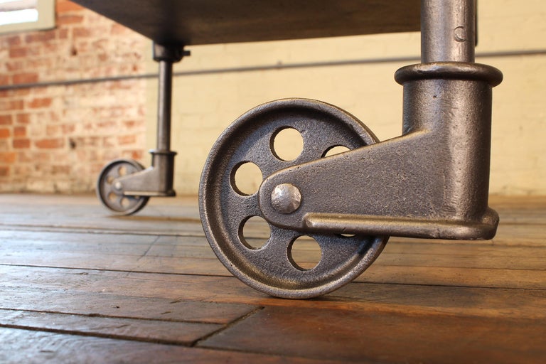 Authentic Cast Iron Tool Cart / Bar Table on Castors at 1stdibs