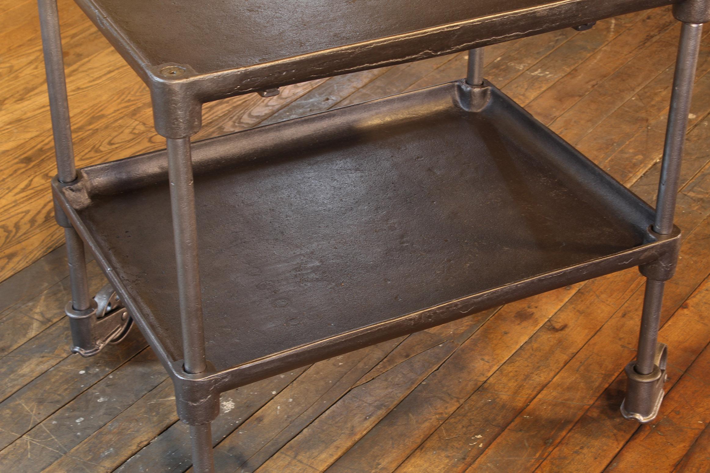 20th Century Authentic Cast Iron Tool Cart / Bar Table on Castors