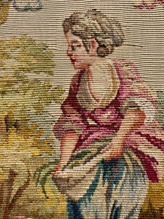 Authentic & Certified Aubusson Framed Tapestry Panel, Rococo Style, 1980