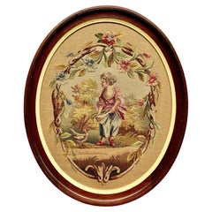 Authentic & Certified Aubusson Framed Tapestry Panel, Rococo Style, 1980