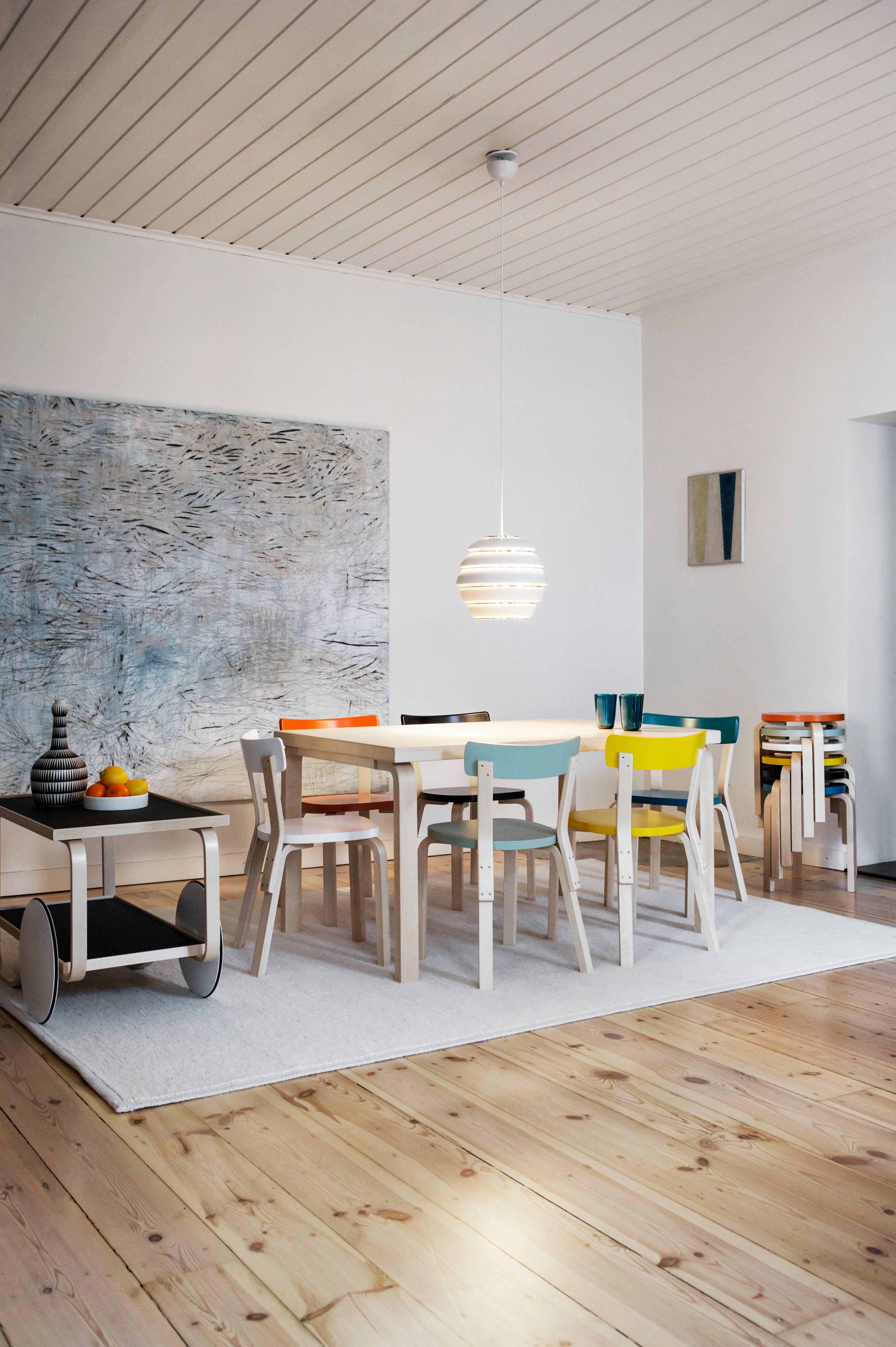 Scandinavian Modern Authentic Chair 69 in Birch with Black Lacquer by Alvar Aalto & Artek