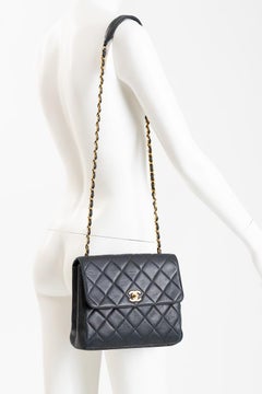 Authentic Chanel Black Leather Crossbody Bag / Purse  c. 1996-1997
