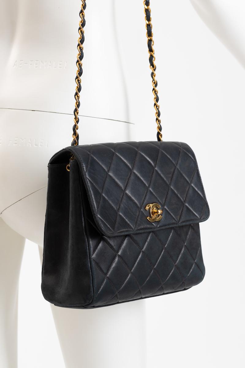  Authentic Chanel Black Leather Crossbody Bag / Purse  c. 1996-1997 16