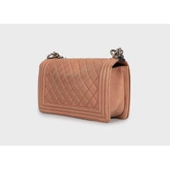 Authentic Chanel Boy Medium Brown Leather Crossbody Bag Pre-owned