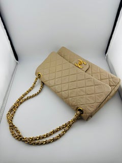 Authentic Chanel double flap bag creme beige