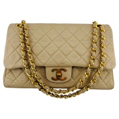 Authentic Chanel double flap bag creme beige