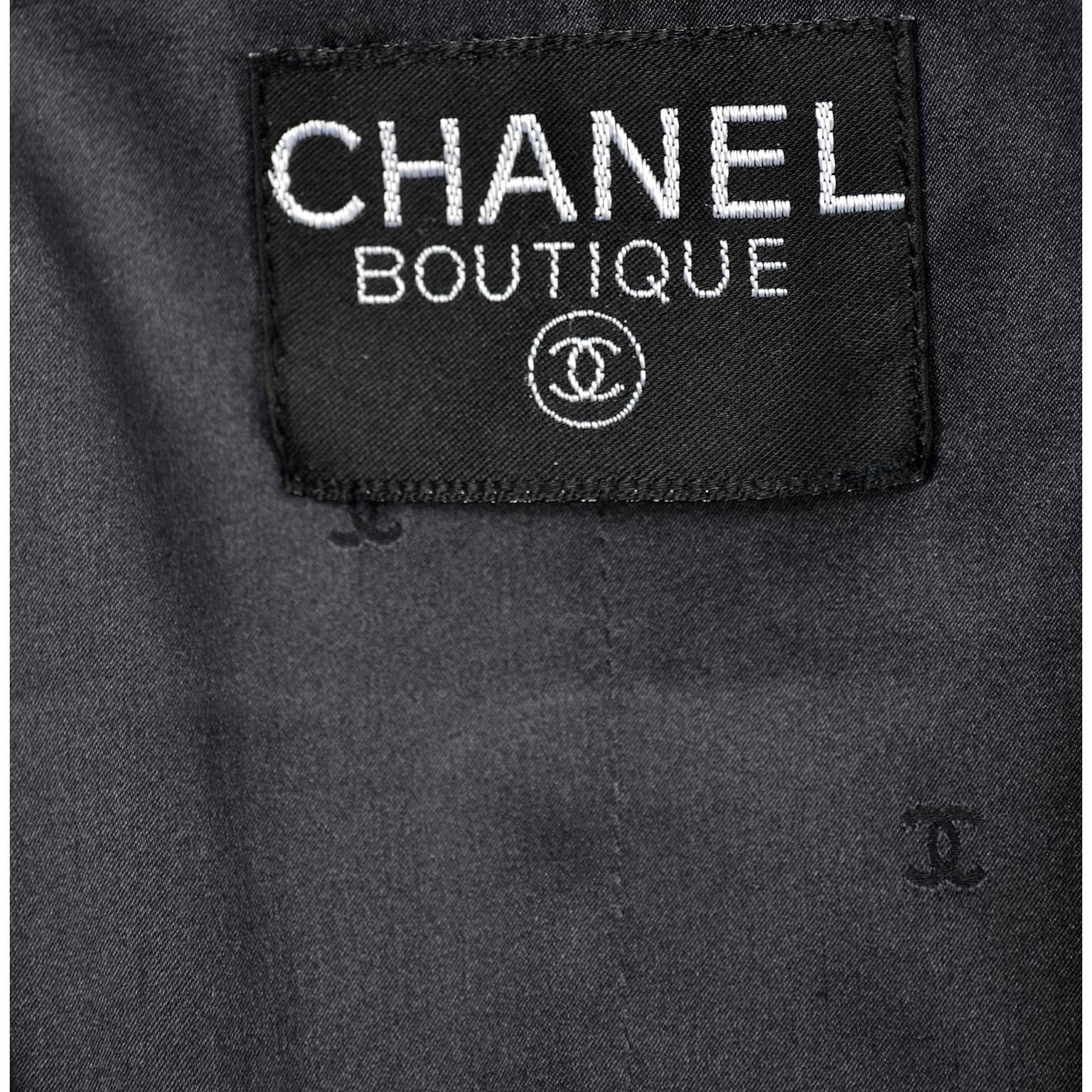 Chanel Jacket and Skirt Suit in Charcoal Gray Tweed with CC Logo Buttons  2