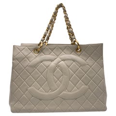 Chanel Used Beige Quilted Leather GST 1997 Grand Shopping Tote
