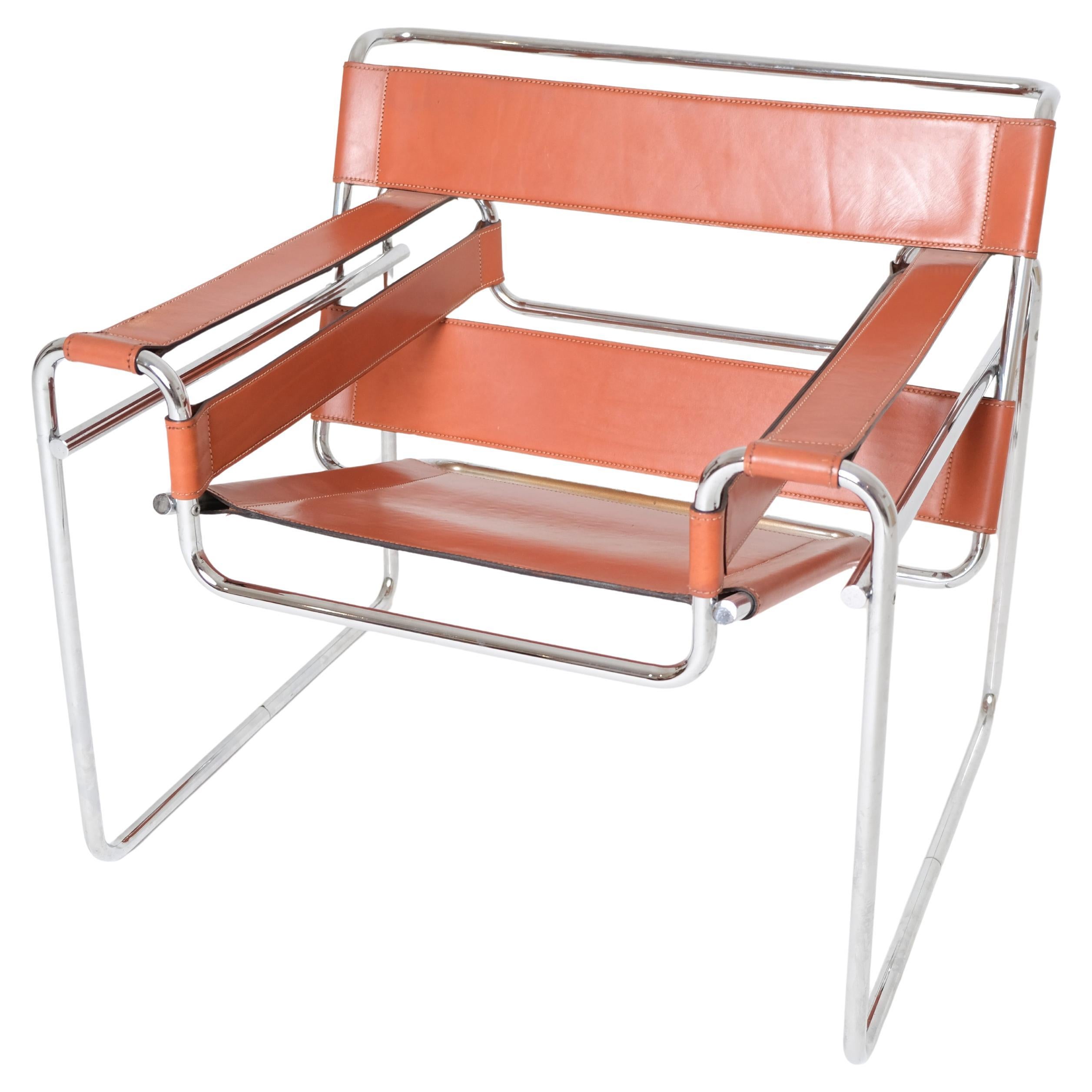 Authentic Cognac Wassily Chair by Marcel Breuer for Gavina, 1960’s