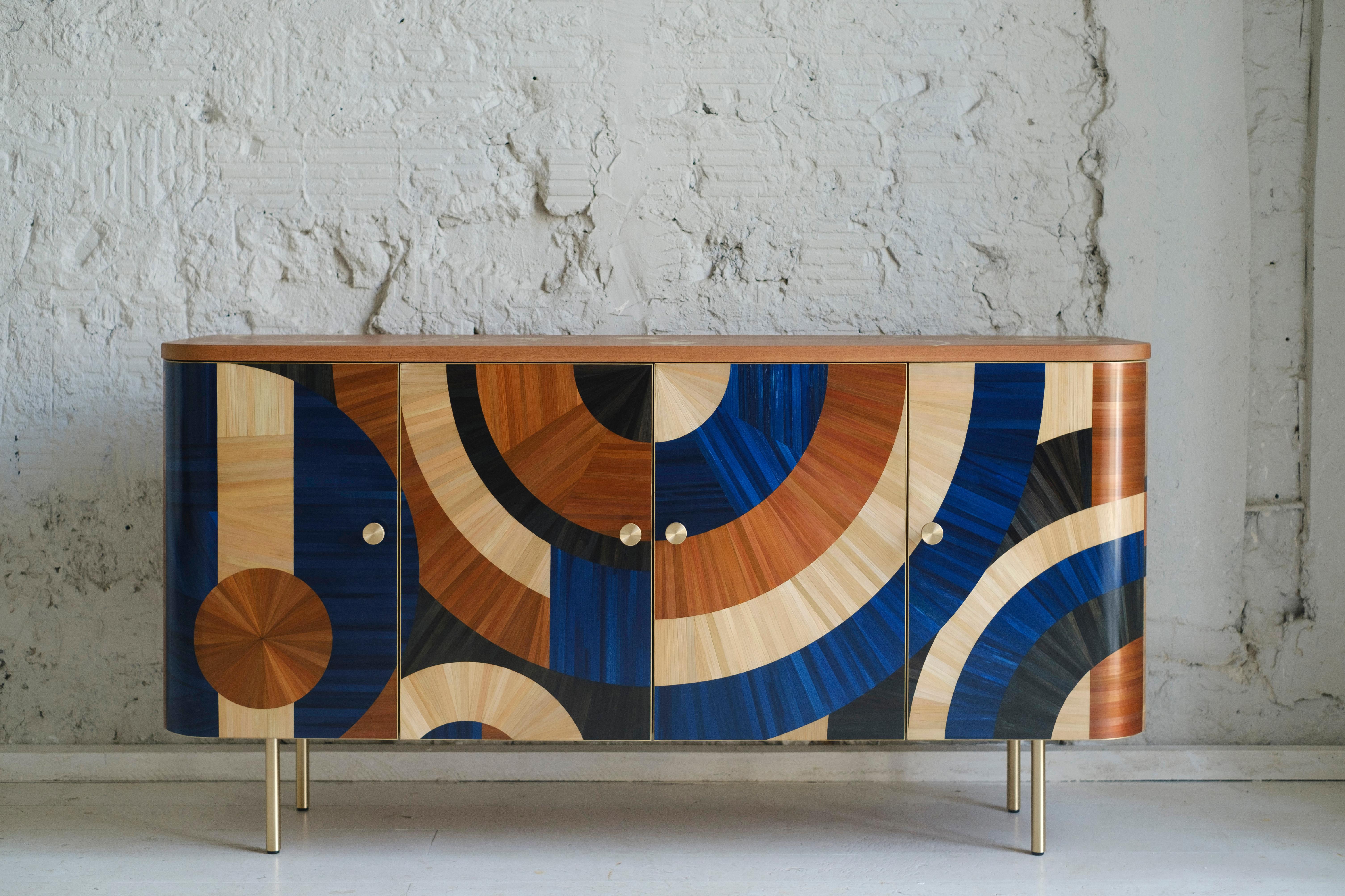 Art Déco Autentica Commode Solomia stilizzazione dell'Art Deco d'epoca e dello stile contemporaneo in vendita