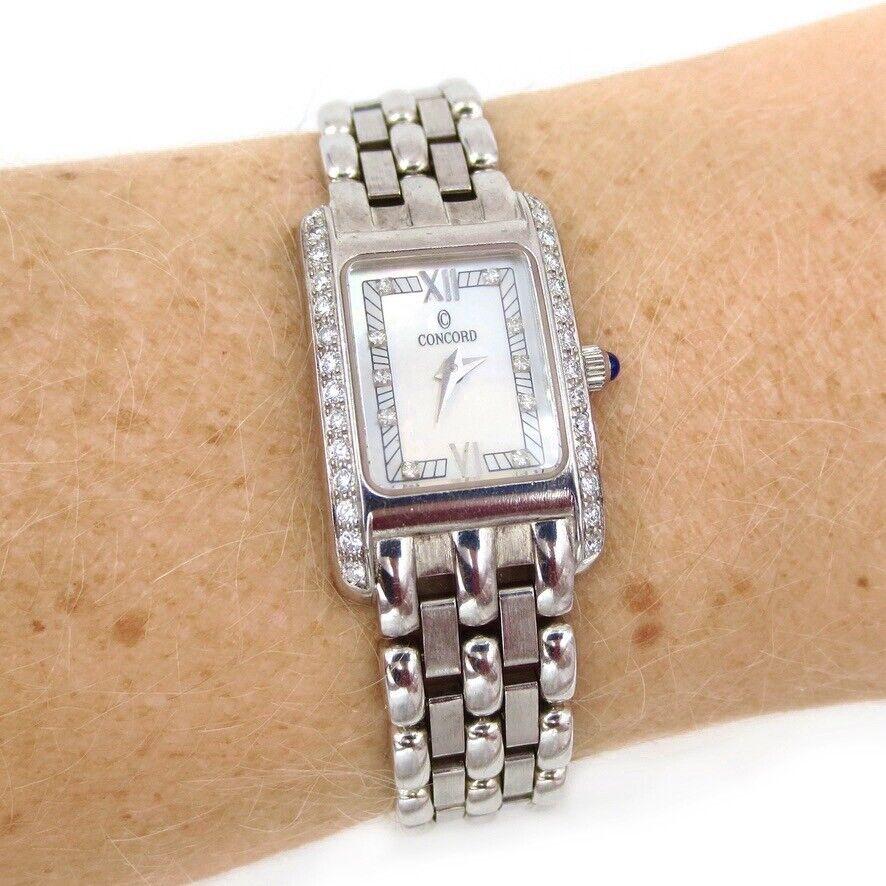 Authentic Concord Veneto White Gold, Diamond and Mother of Pearl Watch For Sale 1