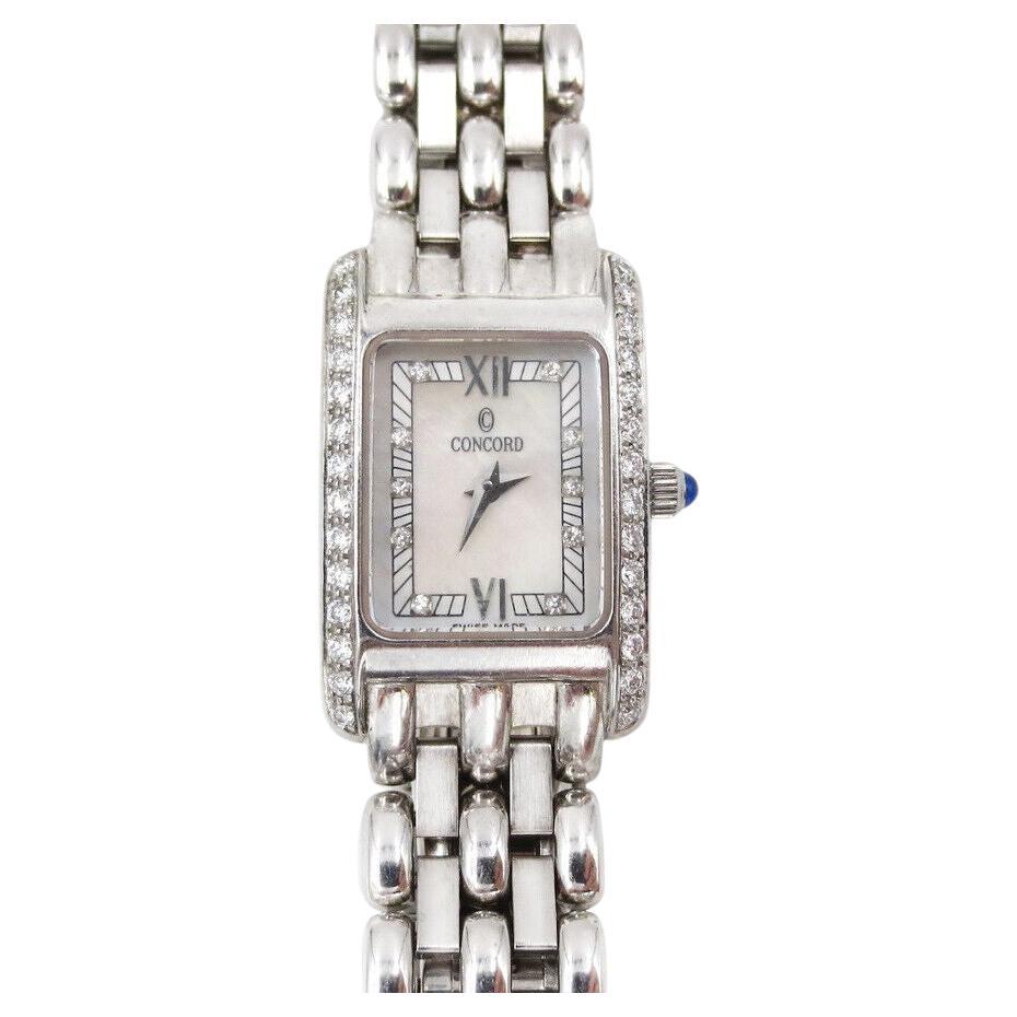 Authentic Concord Veneto White Gold, Diamond and Mother of Pearl Watch For Sale