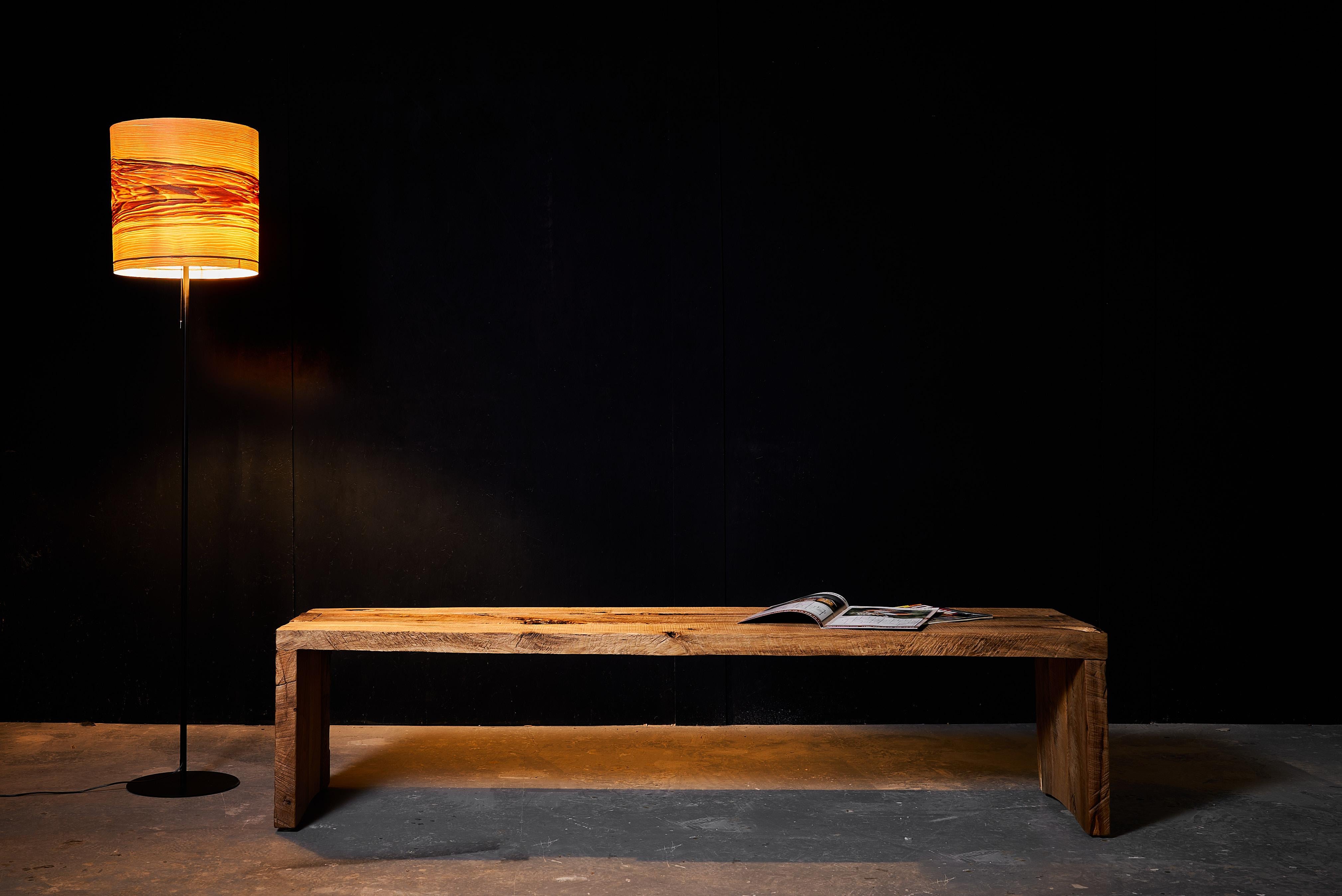 Moldovan Brutalist Solid Oak Bench or Sculptural TV Console by Sergio Vulpe For Sale