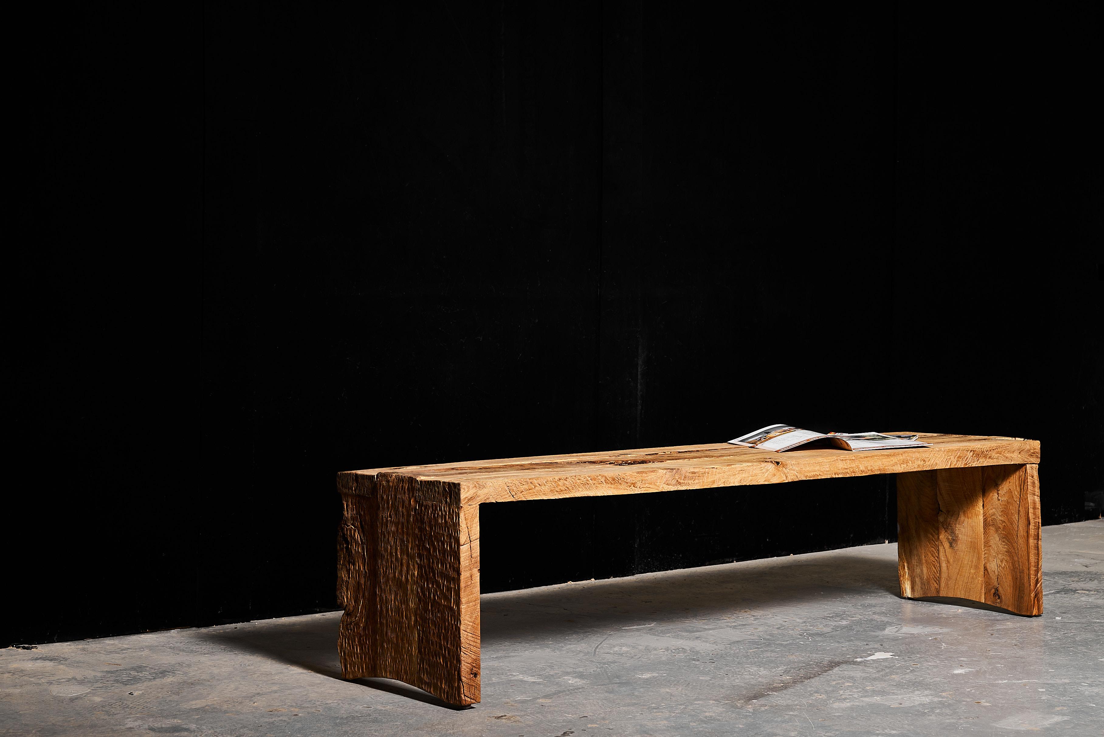 Brutalist Solid Oak Bench or Sculptural TV Console by Sergio Vulpe In New Condition For Sale In Burlăceni, Cahul District