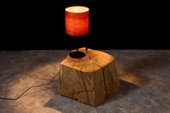 Authentic Contemporary Brutalist Style Wood Side Table in Solid Oak