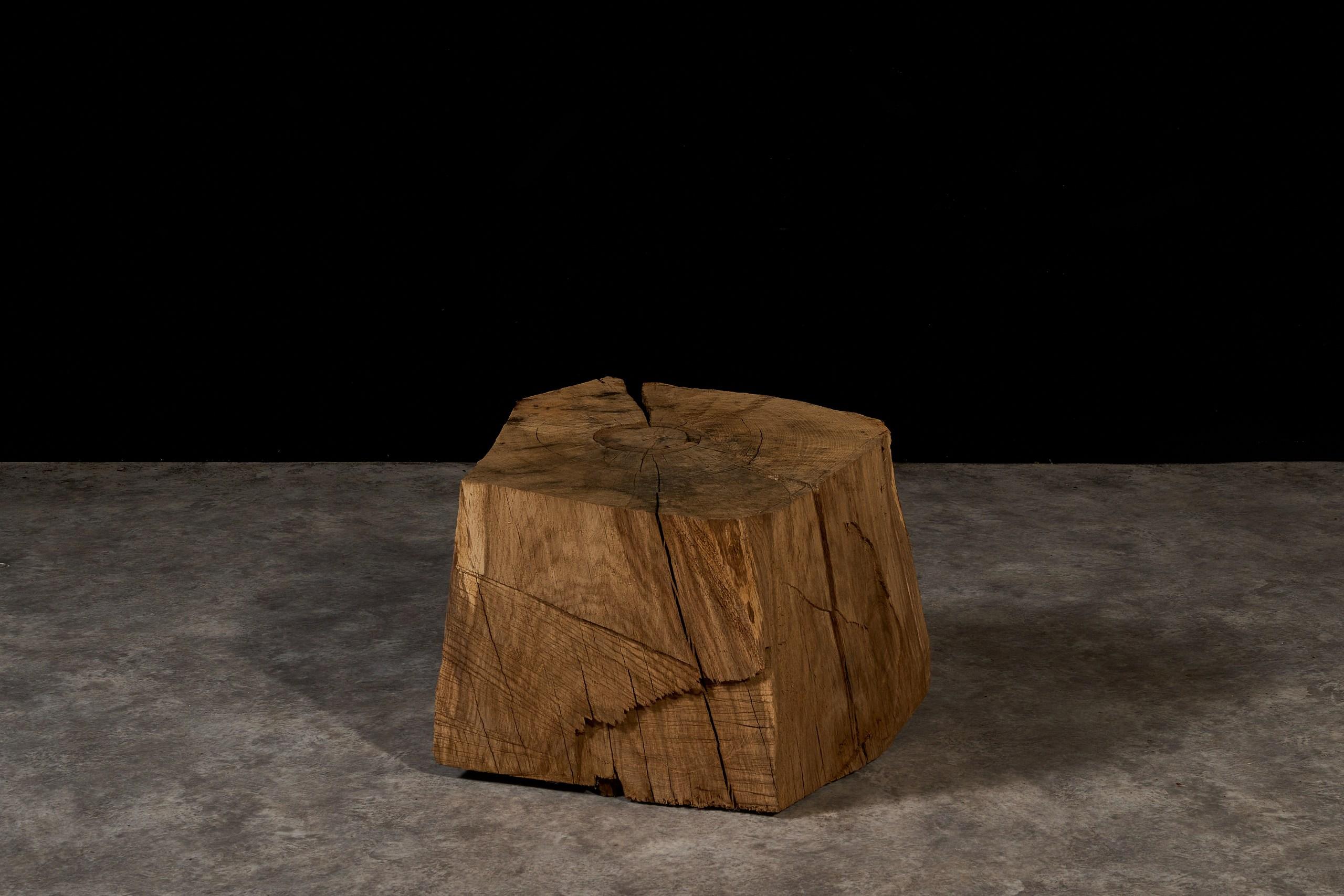 Authentischer Contemporary Brutalist Style Wood Beistelltisch aus massiver Eiche (Moldauisch) im Angebot
