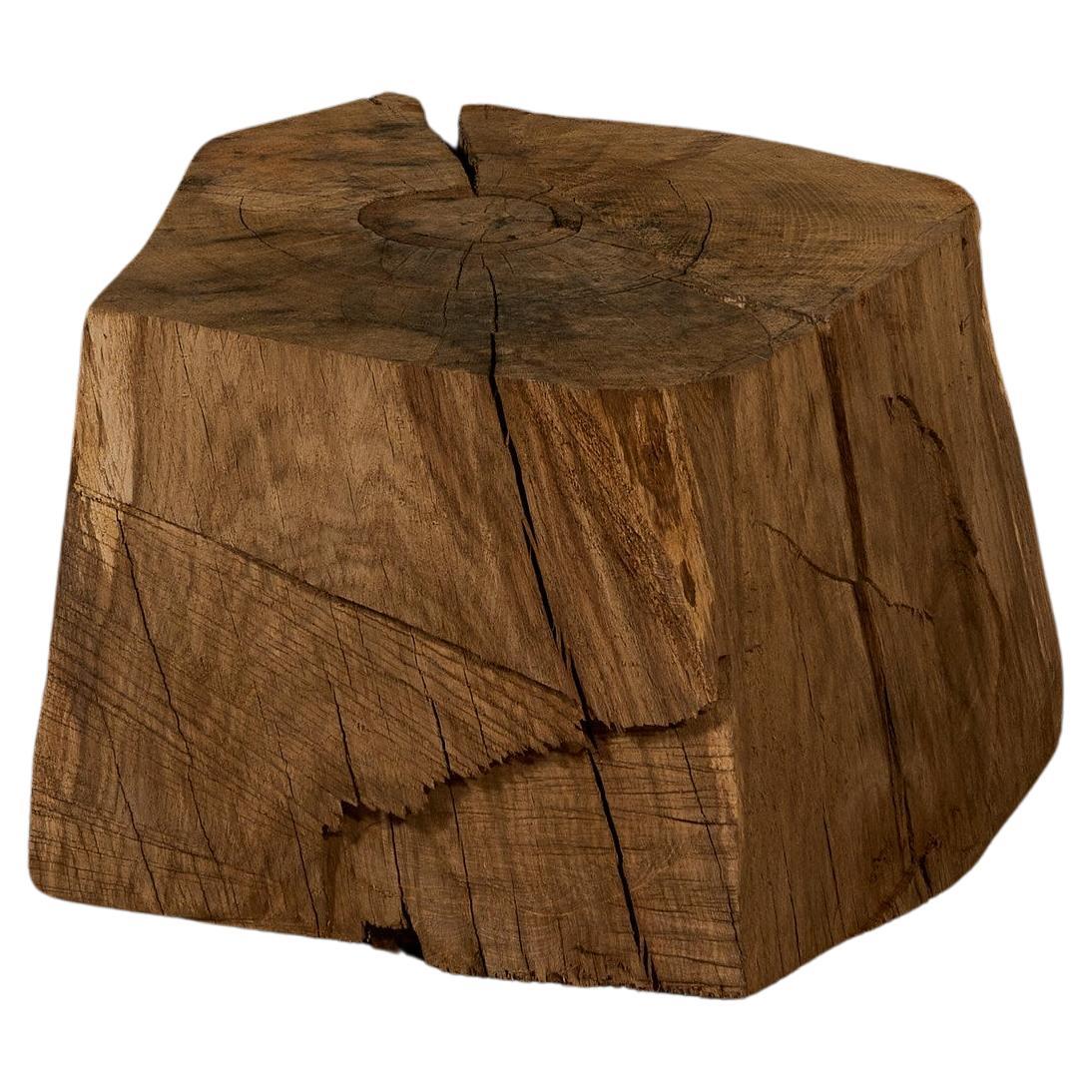 Authentischer Contemporary Brutalist Style Wood Beistelltisch aus massiver Eiche im Angebot