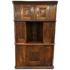 Authentic Corner Rustic Wooden Credenza Buffet Sideboard Cabinet, 19th Century