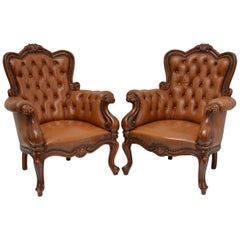 Authentic Couple of Chesterfield Style Baroque Armchairs