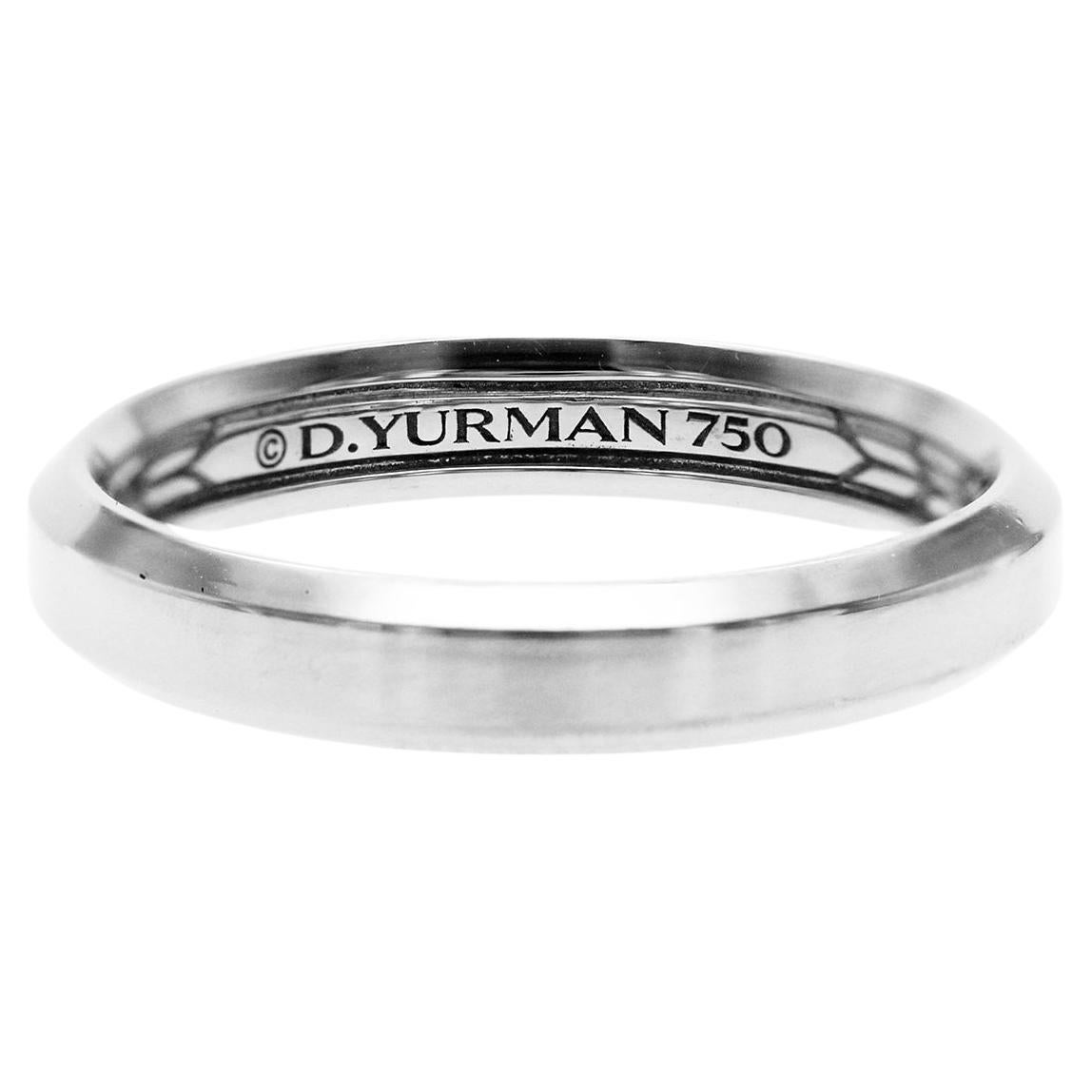 Authentic David Yurman 18K White Gold Beloved 4mm Band Ring Size 10 For Sale